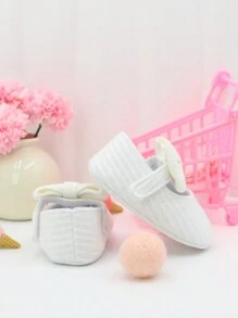 RABEISIR Giày Mary Jane nơ đáng yêu cho bé gái sơ sinh - Đế phẳng nhẹ, chống trượt và mềm mại để đi bộ trong nhà/ngoài trời quanh năm! - trắng - Xem 8