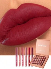 HANDAIYAN Matte Lip Gloss Set Waterproof, Non-Transfer Lipstick Popular Beauty Matte 6-Piece Lip Gloss & Lip Tint Set (2.5ml*6) - Halloween, Christmas, Everyday Makeup, Campus Gift Set