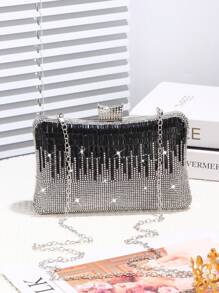 Women's Luxury Rhinestone Beaded Evening Clutch Bag, Sparkly Tassel Design, Elegant Fashion Handbag For Wedding Party, Suitable For Birthday/Valentine's Day Gift, Perfect For Party Wedding Prom Dinner/Banquet, Matching With Holiday Party Dress Evening Dress & Sequin Dress