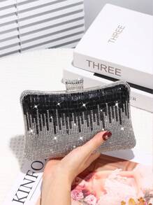Women's Luxury Rhinestone Beaded Evening Clutch Bag, Sparkly Tassel Design, Elegant Fashion Handbag For Wedding Party, Suitable For Birthday/Valentine's Day Gift, Perfect For Party Wedding Prom Dinner/Banquet, Matching With Holiday Party Dress Evening Dress & Sequin Dress