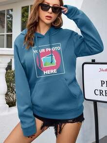 Women's Customized Graphic Print Sweatshirt - Dusty Blue - View 1