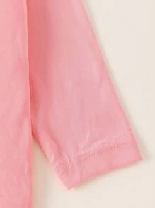 2 件套女婴猫咪印花长袖 T 恤和豹纹休闲裤套装，春季/秋季 - 粉色 - 查看 4