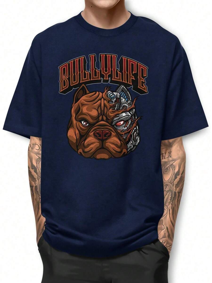 Pitbull Bullylife Basic T-Shirt 100% Cotton Shirt GPJ1 - 藏蓝色 - 查看 1