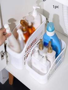 1pc Cabinet Under Sink Mesh Storage Basket Organizer For Kitchen - White - View 2