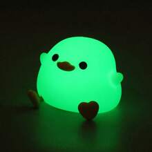 1 pieza Luz nocturna de pato frijol recargable con LED, lámpara de mesita de noche con sensor táctil para dormitorios y salas de estar, lámpara de noche de silicona de pato Dodo para la guardería - Blanco - Ver 6