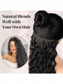 9PCS Black Clip In Hair Extensions 22 Inch Curly Hair Extension Long Soft Synthetic Hairpieces For Women - Black - View 5