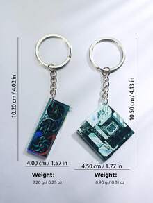 1pc Creative Acrylic Double-Sided Printed GPU Mainboard Keychain, Backpack/Handbag Decor, Gift - Multicolor - View 2
