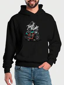 Just Ride Men's Flannel Kangaroo Sweatshirt - 黑色 - 查看 1