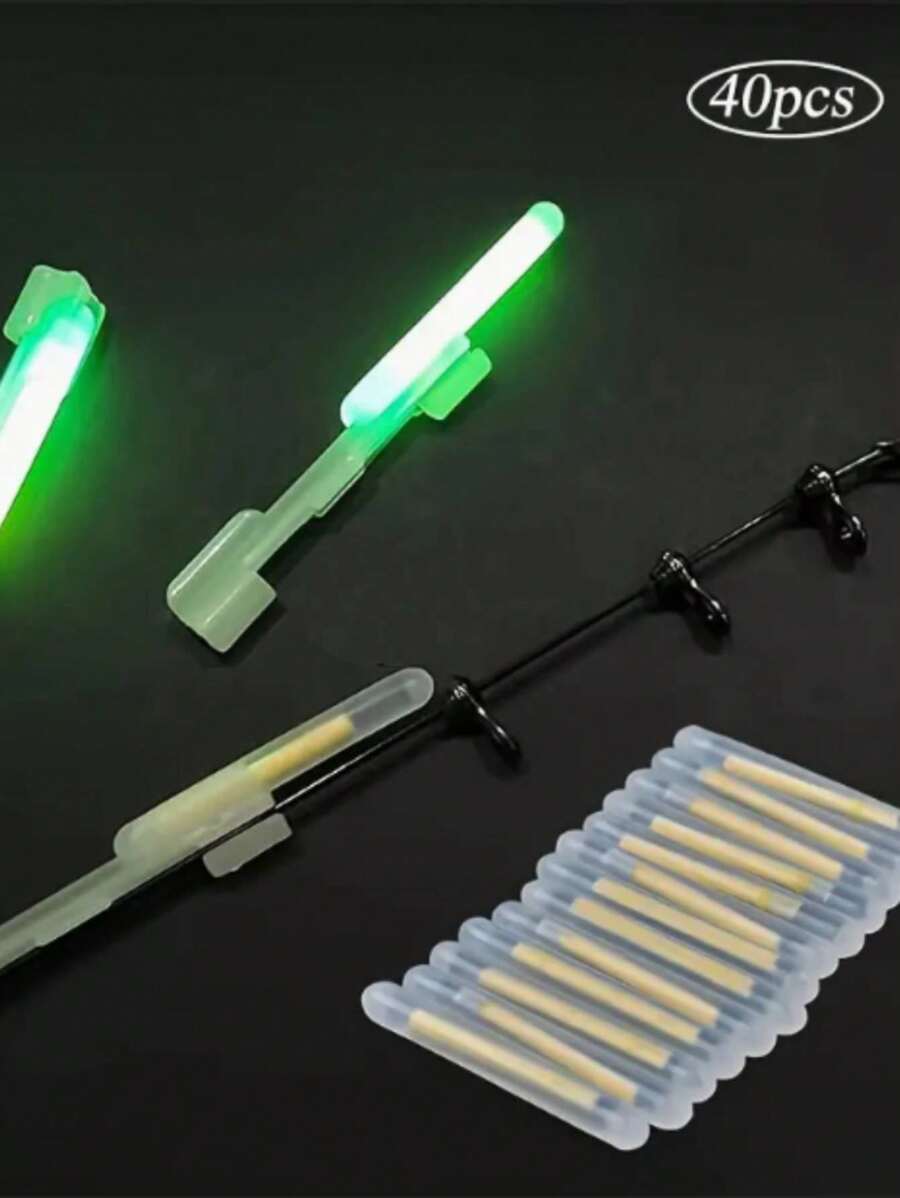 40pcs/Set Glow Sticks, Clip Holders, Luminous Float Sticks, Fishing Accessories