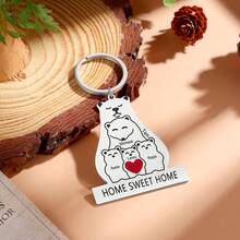 Personalized Polar Bear Keychain Gift, Customized With 2 To 5 Names, Birthday/Anniversary Gift For Father And Mother, Car Key Pendant Keychain, Special Gift For Family - Silver - View 4
