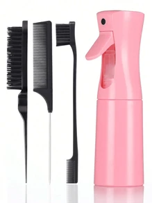 Ensemble de peignes d'arrosoir, 3 pièces brosse à cheveux coiffure lissante avec 1 pièce brosse pour bordures, 1 pièce brosse à cheveux, 1 pièce peigne queue de rat, brosse à démêler pour les cheveux bébé, accessoires roses