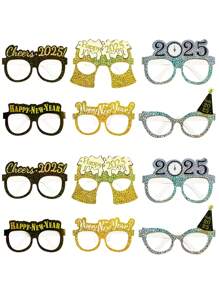 Gafas de papel "Feliz año nuevo 2025", decoraciones de fiesta de Nochevieja para familia, accesorios para photobooth, decoración para photobooth - Multicolor - Ver 7