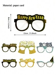 Gafas de papel "Feliz año nuevo 2025", decoraciones de fiesta de Nochevieja para familia, accesorios para photobooth, decoración para photobooth - Multicolor - Ver 6