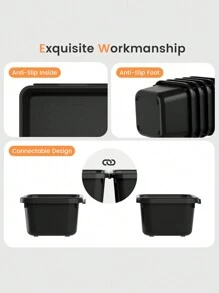 Makeup Drawer Organizer Tray, Assorted Size Bathroom Drawer Organizer Rack, Plastic Vanity Organizer Boxes For Home, Kitchen And Office - Black - View 5