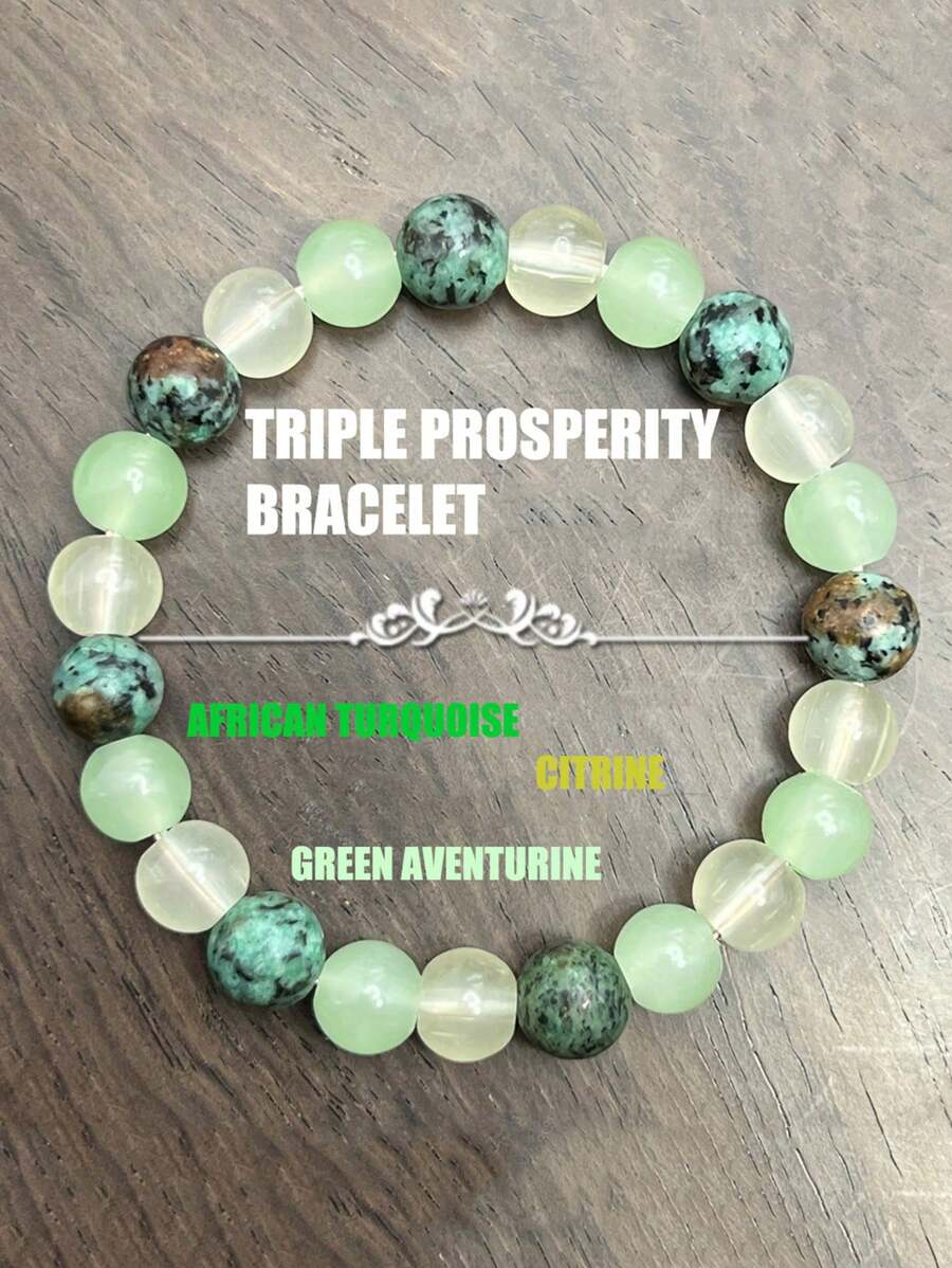 1pc Crystal Healing Bracelet Amethyst Clear Quartz And Rose Quartz Combination, 8mm Round Stress Relief Healing Bracelet For Women - Lucky - View 1