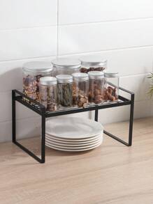 黑色1個包裝櫥櫃收納架,適用於廚房、浴室、餐具室、咖啡櫃臺、家庭辦公桌重型防滑 - 黑色 - 查看 4