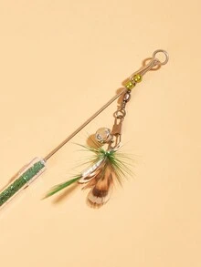1pc Retractable Cat Feather Teasing Wand Toy - Multicolor - View 7