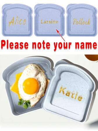 1 pieza Caja personalizada con nombre para preservar la frescura del pan con tapa, organizador de bento para sándwiches, contenedor para el desayuno, bolsa de almuerzo portátil para picnic al aire libre, accesorios para comidas, patrones personalizados DIY con nombre personalizado
