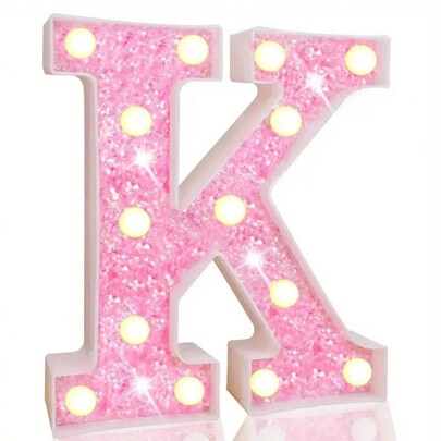 Pink LED Letter Light, Battery Powered Festival Birthday Party Decorative Light, Shiny Letter And Number Illuminated Sign, Suitable For Bedroom Birthday Party Wedding Home Christmas Valentine's Day Decorations