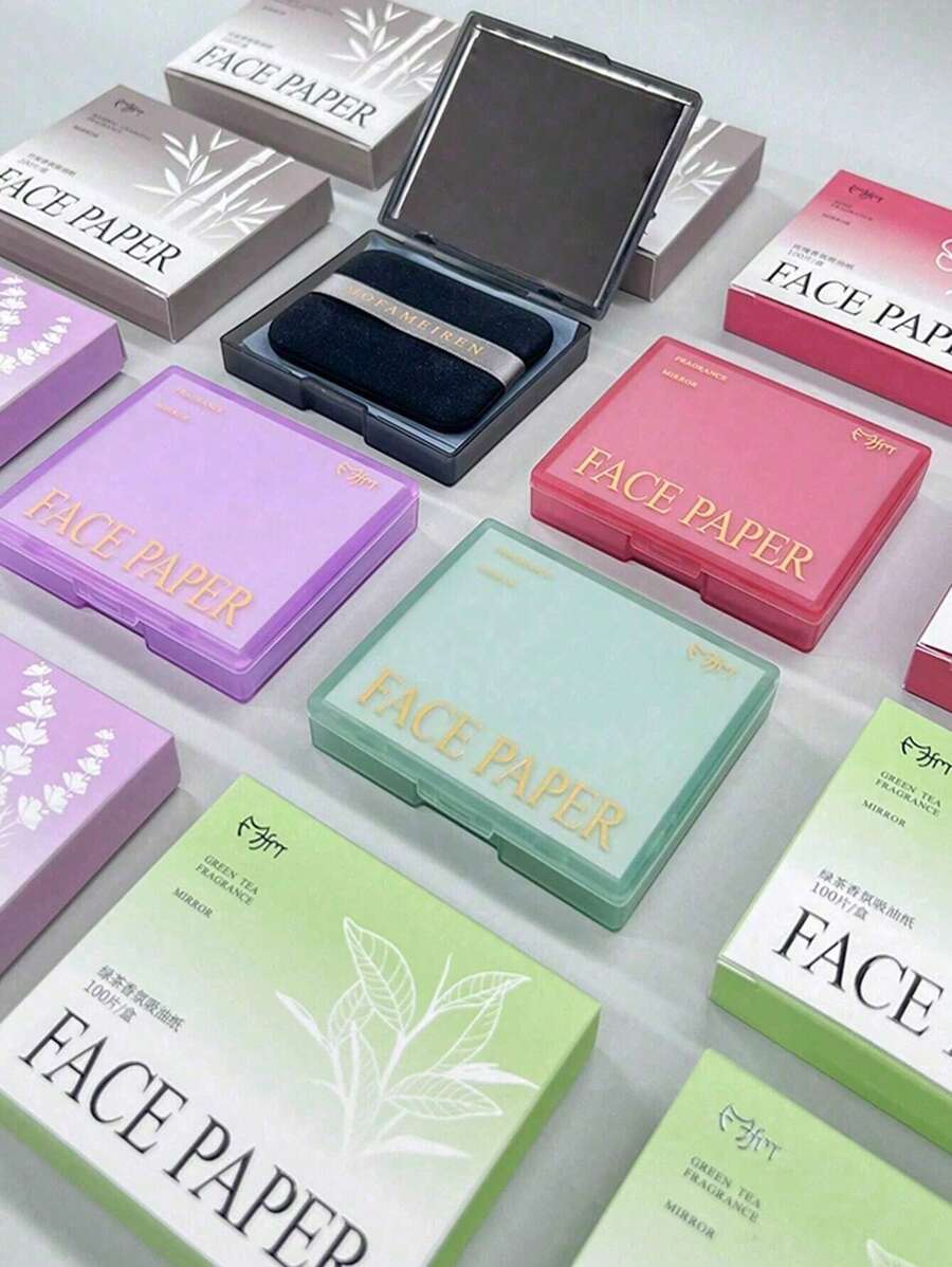 1 Packung mit 100 mattierenden ölabsorbierenden Papieren mit Spiegel und Puderquaste, ölkontrollierend, erfrischend und tragbar, können überschüssiges Öl im Gesicht aufnehmen, geeignet für Männer, Frauen, Anfänger, Hautpflegeprodukte, Blätterpapier, Schönheit, Hautpflege, Spa, Selbstpflege, Hautpflegewerkzeuge, Gesichtspflege, Ästhetikerbedarf, Haut, Gesichtsreinigung, Gesichtsbehandlung