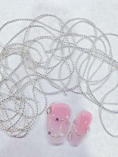 1M Diy Nail Art Ultra-Thin 0.8Mm Silver Copper Bead Chain, Holiday Gift Nail Supplies Nails Nail Charms Nail Gems
