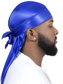 Awegeo 1 pieza Durag de satén para hombre, gorra de pirata casual y cómoda, bandana transpirable de seda para deportes al aire libre