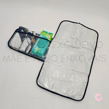 MeF Mae e Filho Portable Waterproof Baby Changing Pad With Pocket And Milky Plastic With 100% Cotton Printed Fabric - 粉紅大象 - 查看 5