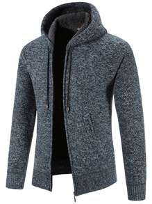 NITAGUT Abrigo con capucha con cordón hombre de peso pesado - Azul - Ver 4