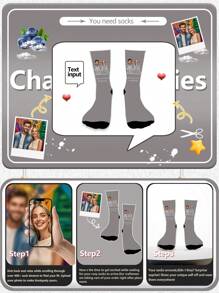 1 Pair Of Customized Face Women's Mid Tube Socks, Put Any Face On Socks, Personalized Socks With Photos, Interesting Customized Picture Pairs With Medium To Long Socks, Suitable For Valentine's Day, Birthdays, Gift Giving, And Other Occasions,Personalized, Fun, Rich And Colorful, Creative Anime Cartoon Design, Holiday Gifts, Comfortable And Breathable, Improving The Family Day Atmosphere, Fashionable And Fashionable, Suitable For Both Men And Women Funny Socks