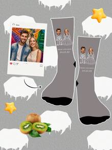1 Pair Of Customized Face Women's Mid Tube Socks, Put Any Face On Socks, Personalized Socks With Photos, Interesting Customized Picture Pairs With Medium To Long Socks, Suitable For Valentine's Day, Birthdays, Gift Giving, And Other Occasions,Personalized, Fun, Rich And Colorful, Creative Anime Cartoon Design, Holiday Gifts, Comfortable And Breathable, Improving The Family Day Atmosphere, Fashionable And Fashionable, Suitable For Both Men And Women Funny Socks