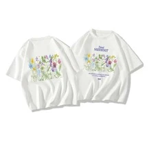 Unisex Floral Summer Aesthetich T-Shirt - White - View 2