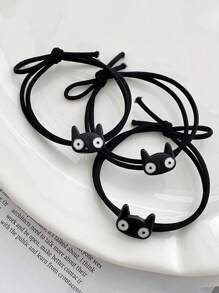 5pcs Cute Black Cat Themed Hair Ties, Hair Elastics, Hair Bobbles ,Hair Rope Ponytail