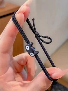 5pcs Cute Black Cat Themed Hair Ties, Hair Elastics, Hair Bobbles ,Hair Rope Ponytail