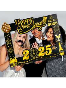 Gafas de papel "Feliz año nuevo 2025", decoraciones de fiesta de Nochevieja para familia, accesorios para photobooth, decoración para photobooth - Multicolor - Ver 2