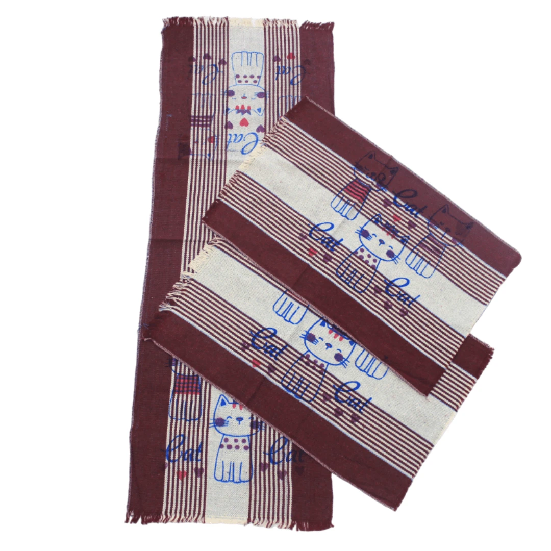Kitchen Kit Rug And Runner Set 3 Pieces Decoration - 酒紅色 - 查看 1