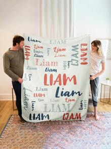 1pc Customized Fleece Throw Blanket, Soft & Comfortable For Bedroom, Sofa, Office, Outdoor, Camping, Ideal Gift For Valentine's Day, Mother's Day, Birthday, Anniversary, Graduation, Wedding, Father's Day, Christmas For Loved Ones - Multicolor - View 3