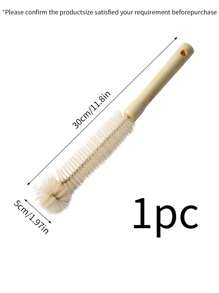 1pc/2pcs Wooden Handle Bottle Cleaning Brush, Nylon Bristle Long Handle Cup Brush For Kitchen & Dining Room