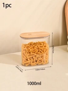 1 个竹盖密封储物容器，容量 460ml/500ml/950ml/1000ml/1300ml/1500ml/2000ml 透明塑料罐，用于谷物、糖果和零食的食品储存罐，适用于冰箱，可用于圣诞节糖果储存 - 彩色 - 查看 15
