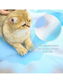 1pc Pet Splash Pad, Cat Toy For Summer, Suitable For Cats To Play, Summer Cat Bed, Summer Dog Bed, Cat & Dog Entertainment Toy, Requires Inflation And Water Filling Pet Entertainment Water Mat, Cat Sensing Water, Cat Cooling Mat, Cat & Dog Sensing Water Sensing Mat, Cool And Comfortable (Please Note That Trimming Claws Is Necessary Before Use, And Excessive Biting May Cause Leakage Or Breakage) - Multicolor - View 9