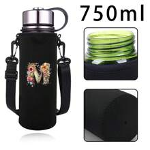Isolationshülle für Wassergläser von 550ml-1500ml, isolierte Wasserflaschenhülle mit Trageschnur, tragbare Camping-Accessoires mit Buchstabenaufdruck