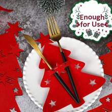 6 件/10 件圣诞餐具架（不含刀叉）餐具装饰、圣诞老人餐具、带袋套、餐具圣诞收纳盒餐桌装饰（圣诞树）圣诞餐具架、银器餐具架、餐具袋、圣诞树晚餐刀叉套、家庭节日聚会摆设餐桌礼物和装饰品 - 彩色 - 查看 2