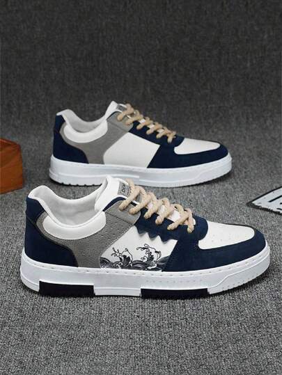 Hombres Zapatillas deportivas transpirable con estampado de letra con cordón delantero correr deportivo,Zapatillas deportivas de hombres atlético con contrastando colores con delantero con cordón con encaje diseñode hombres Zapatos deportivos anti deslizante casual Zapatos con patrón de letra patinaje sobre hielo Zapatos con con cordón,zapatos deportivos casuales con cordones, Zapatos transpirables de malla de punto ligero con,Zapatos casuales retro de moda para hombre con color contrastante Patchwork Skateboard Sneaker