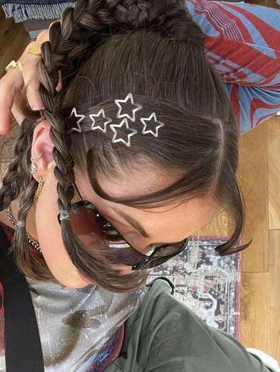 10pcs/30pcs/50pcs/Set Jepit Rambut Bintang Y2K, Jepit Rambut Jepit Era 2000-an Warna Perak Anti Selip Aksesoris Rambut untuk Anak Perempuan