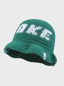 1pc  Street Hip-Hop Red Fisherman Beanie Knit Hat With CAKE Letter, Female Warm Headband Hat Handmade Crochet Wave Edge Ruffle Hat,Autumn/Winter Cute,Men's Vintage Street Style Knitted Hat Fashion Cool Bucket Hat Autumn And Winter Fashion Hat