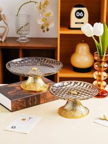 1pc Round Cake Stand With Golden Base, Dessert Serving Tray For Halloween, Christmas, Wedding, Party, Holiday Decoration - Multicolor - View 7