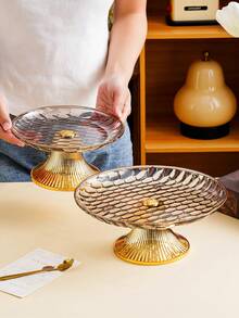 1pc Round Cake Stand With Golden Base, Dessert Serving Tray For Halloween, Christmas, Wedding, Party, Holiday Decoration - Multicolor - View 10