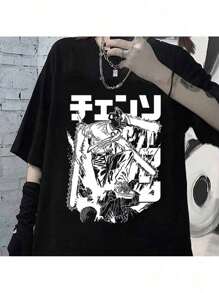 100% Cotton Japanese Anime T-Shirt - Fast Shipping - 黑色 - 查看 1