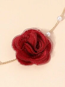 1pc Elegant Floral Pearl Chain Choker Necklace For Women, For Holiday, Birthday, Date, Ball, Party, Wedding, Vacation, Daily - Colorful - View 6