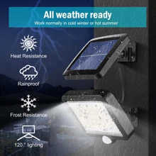 Éclairage solaire extérieur, 56 LED éclairage solaire extérieur avec détecteur de mouvement, étanche, angle d'éclairage de 120°, applique murale solaire pour jardin avec câble de 5 m