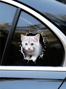 3D 猫贴纸 - 生动的个性化方块设计、防刮、防水、耐用的装饰贴纸，适用于汽车、摩托车、拖车、SUV、笔记本电脑和窗户 - 可爱猫咪